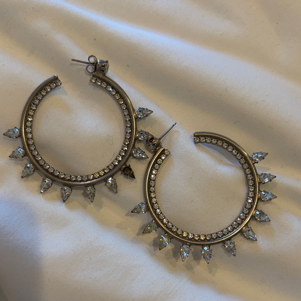 DANNIJO Silver Hoop Earrings with Crystal Details